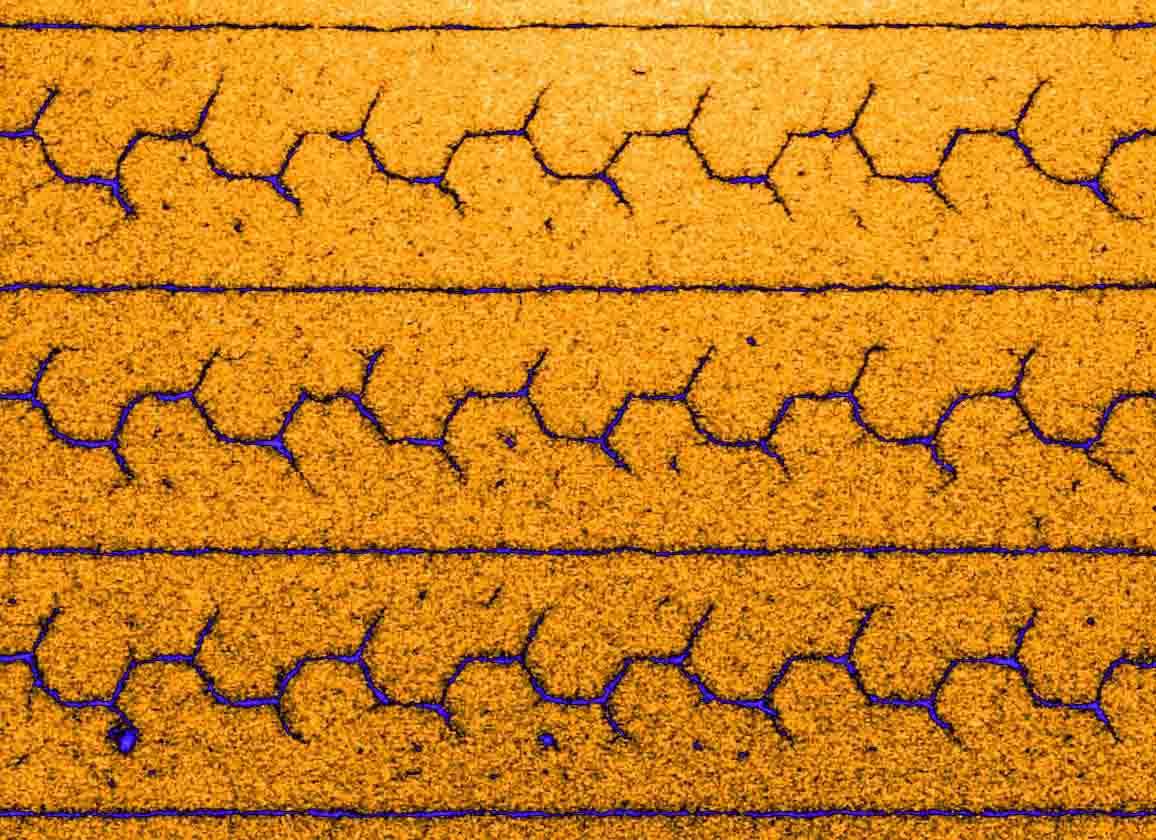 Maze-like patterns are created when the DNA condenses like a row of dominoes in the lab of Prof. Roy Bar-Ziv