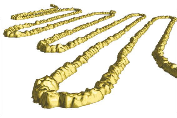 Gold-plated serpentine nanotube
