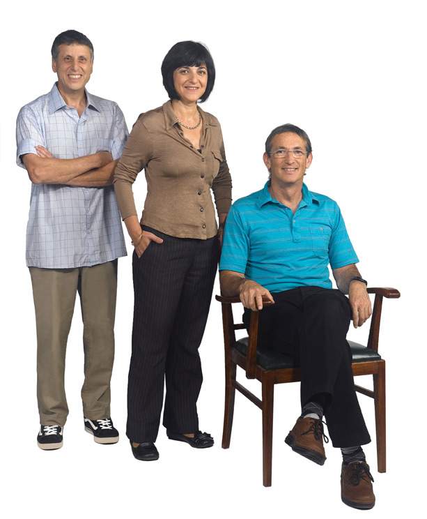 Profs. Dan Tawfik, Rivka Dikstein and Gideon Schreiber