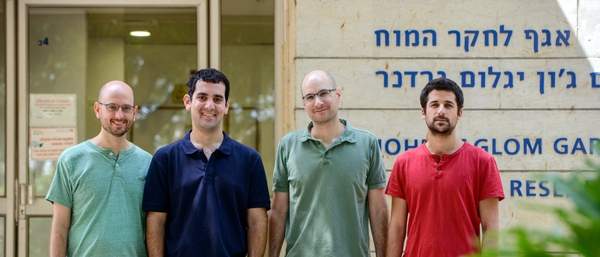 (l-r) Dr. Alon Rubin, Nitzan Geva, Dr. Yaniv Ziv and Liron Sheintuch tracked the firing of thousands of neurons over a long period