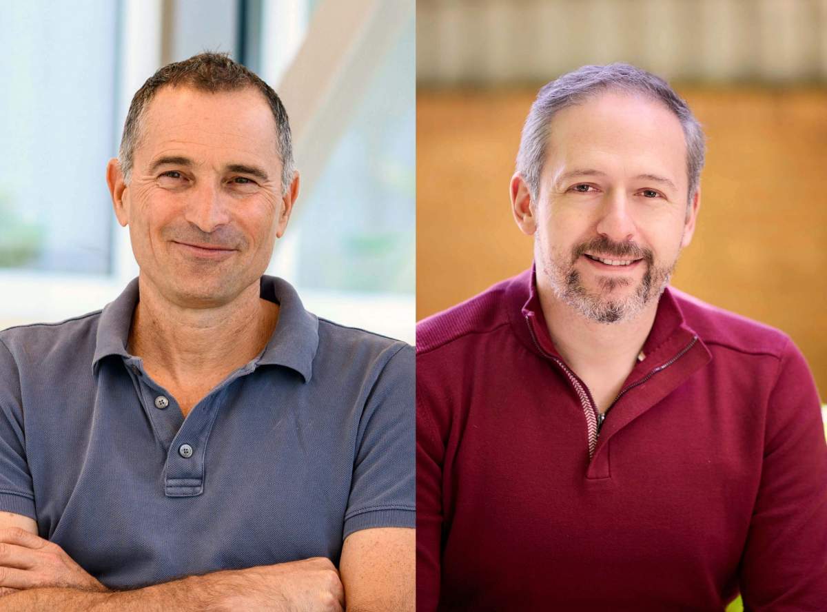 מימין: פרופ' יהונתן קיפניס ופרופ' עידו עמית