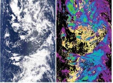Satellite images of clouds