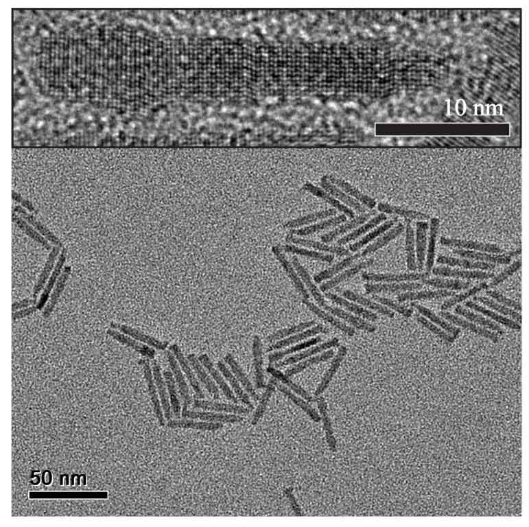Nanocrystals that convert two low-energy photons into a single high-energy one, under an electron microscope