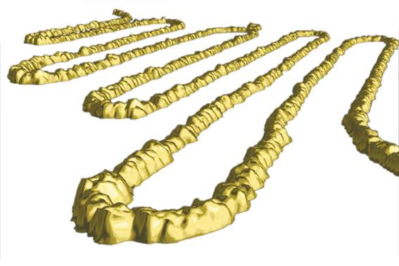 Gold-plated serpentine carbon nanotubes