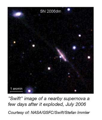 "swift" image of a nearby supernova a few days after it exploded, July 2006