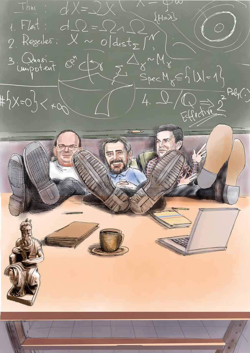 (l-r) Profs. Dmitry Novikov and Sergei Yakovenko, and Dr. Gal Binyamini. Illustration: Gil Gibli