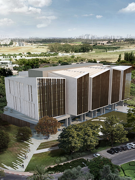 Rendering of the building that will house the Azrieli Institute for Brain and Neural Sciences on the Weizmann Institute of Science campus, Skorka Architects