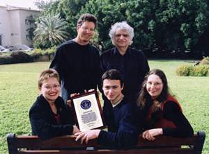 Clockwise: Prof. Ehud Shapiro, Prof. Zvi Livneh, Dr. Tamar Paz-Elizur, Ph. D. student Yaakov Benenson and Dr. Rivka Adar. Guinness World Record