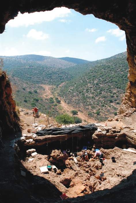 Excavation site of the Natufian cemetery in a cave overlooking Nahal Hilazon in western Galilee