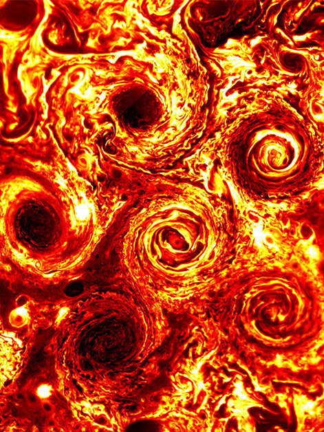 Super cyclones swirling around Jupiter's poles