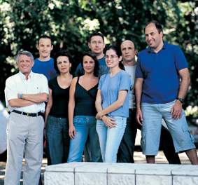 Left to right: Prof. Ed Bayer, Jonathan Caspi, Rachel Haimovitz, Ilit Noach, Alon Karpol, Hadar Gilary, Dr. Ely Morag and Dr. Yoav Barak. Designer cellular machinery