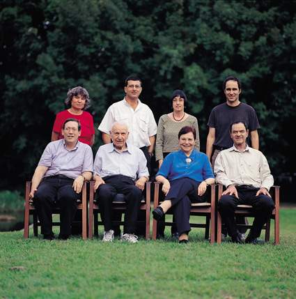 Prof. Joel Sussman, Prof. Ephraim Katzir, Prof. Sara Fuchs, Prof. Mati Fridkin. Top: Dr. Michal Harel, Dr. Moshe Balass, Dr. Tali Scherf, Dr. Roni Kasher