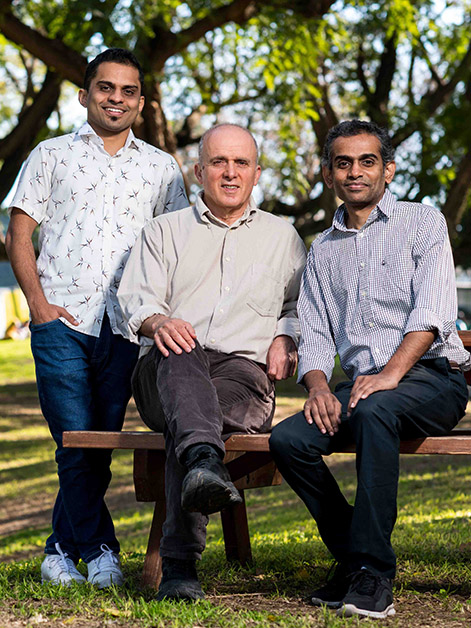 (l-r) Dr. Ashish Noronha, Prof. Yosef Yarden, and Dr. Nishanth Belugali Nataraj