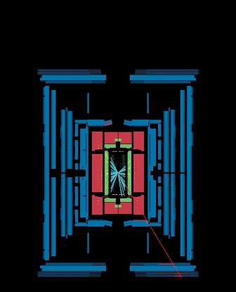 W particle produced in a collision in the ATLAS experiment, triggered by Weizmann-made detectors (red lines). Image: the ATLAS Experiment at CERN