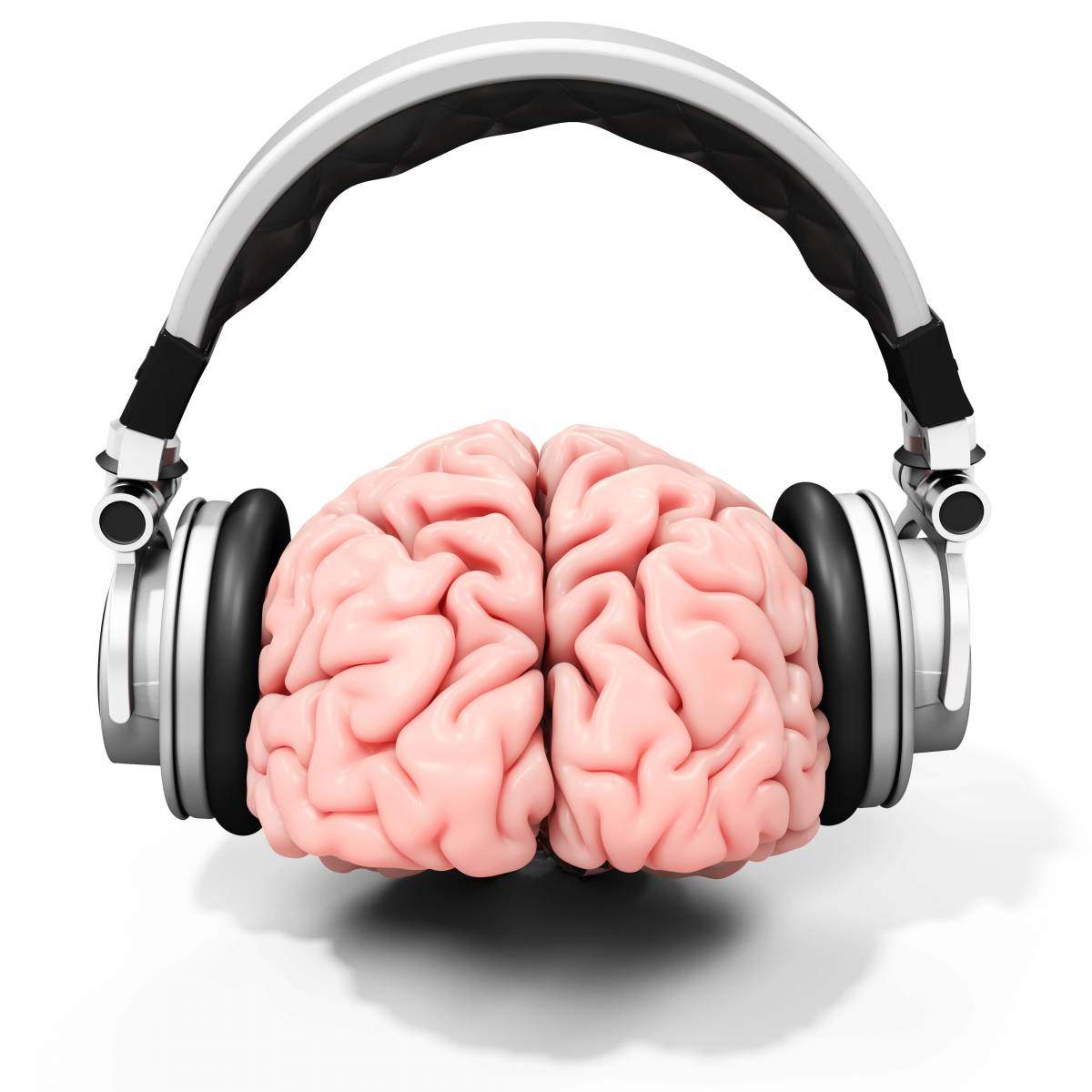 brain and headphones