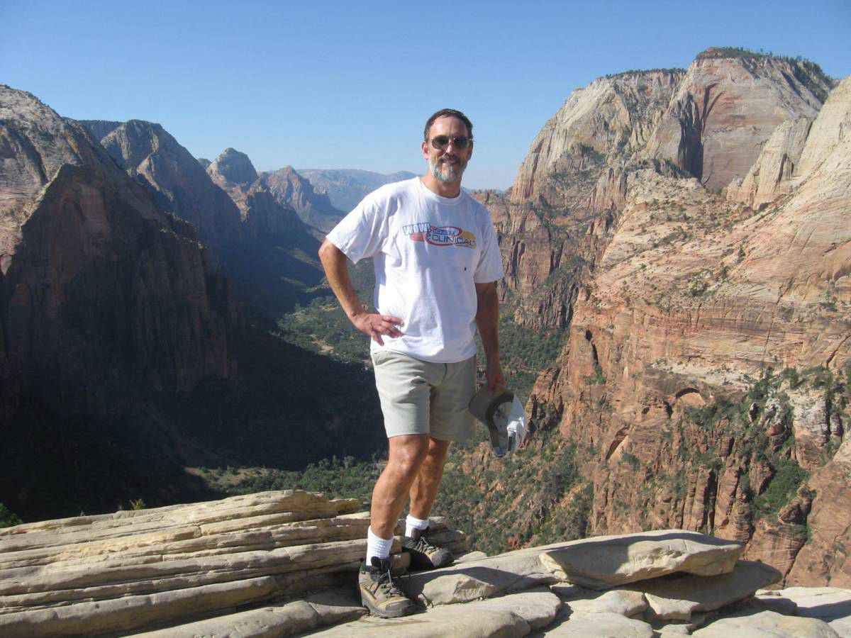 Dr. Bruce Lefker hiking in Zion National Park, US – a favorite hobby of his during his free time