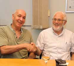 (l-) Prof. Dov Zipori and Dr. Shaike Yakir, Procognia President