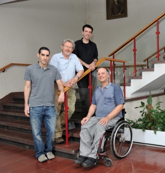 (l-r) Ofer Vitells, and Profs. Amos Breskin, Eilam Gross and Ehud Duchovni. Waiting for dark matter