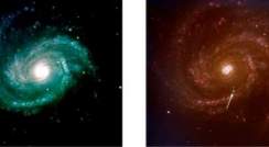 Before and after images of the Messier 100 Galaxy reveal the appearance of SN 2006X, one of the supernovae used in the study. Photos: European Southern Observatory (ESO)Before and after images of the Messier 100 Galaxy reveal the appearance of SN 2006X, one of the supernovae used in the study. Photos: European Southern Observatory (ESO)