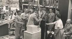 Laying the cornerstone for the Weizmann Institute of Science. In the center: Dr. Chaim Weizmann