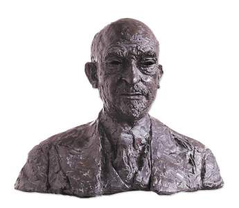 Bust sculpted by Jacob Epstein. Bronze casting. Gift from the Baron James De Rothschild for Weizmann's 60th birthday in 1934