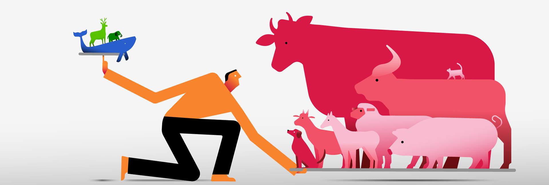 Heavy imbalance: The biomass of humans, livestock, pets and wild mammals (Illustration: Itai Raveh)